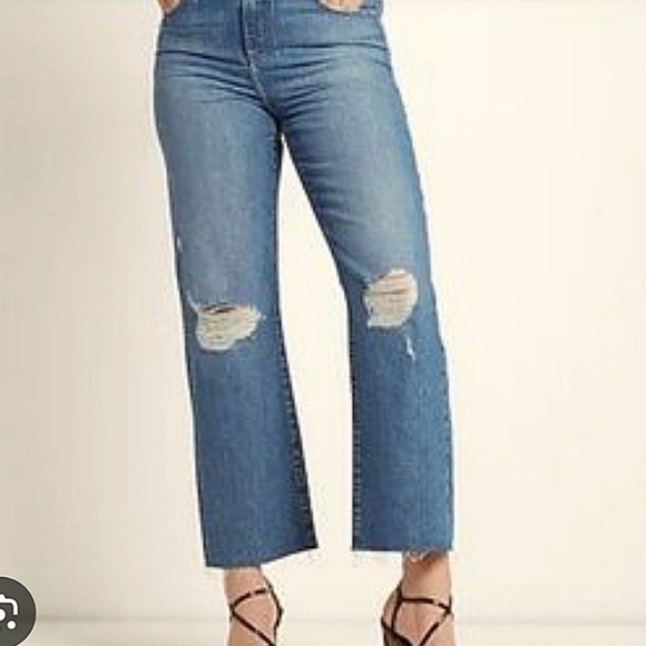 Express Denim - Express Super High Waisted Ripped Modern Straight Jeans